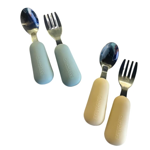 Babyccino Toddler Spoon & Fork Set Silicone Grip, Green, Ideal for 1+ Years, Safe, Durable, and Easy to Use - Babyccino - Image 3
