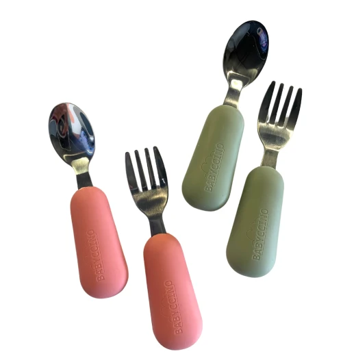 Babyccino Toddler Spoon & Fork Set Silicone Grip, Blue, Ideal for 1+ Years, Safe, Durable, and Easy to Use - Babyccino - Image 3