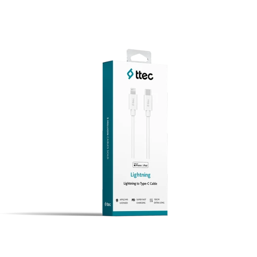 Ttec lightning type c charge / data cable , 150cm , white , mfi - TTEC - Image 2