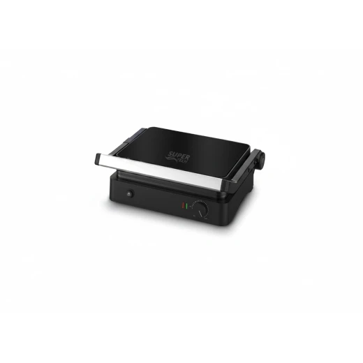 SuperTech Electric Grill GT52 Securit Glass Black – 2000W – Detachable Plates – 180° Open