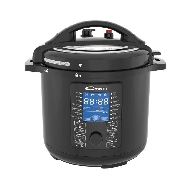 Conti EPC10A008-BK Electric Pressure Cooker – 10L Capacity, 1400W Power, LED Touch Control, 15 Preset Cooking Menus - Conti