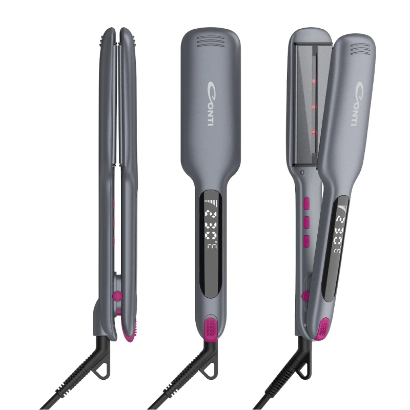 Conti Wide Plate Infrared & Ionic Hair Straightener, Extra Wide Ceramic, LCD Display, 230°C, BTY S0002 CP - Conti