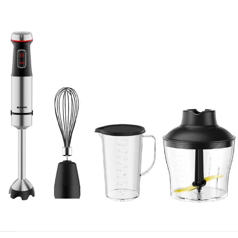 Conti HB 15002 BS Hand Blender Set – 1500W, Multiple Speeds, Copper Blade, Anti-Scratch Whisk, 600ml Chopper, Anti-Splash Ring - Conti