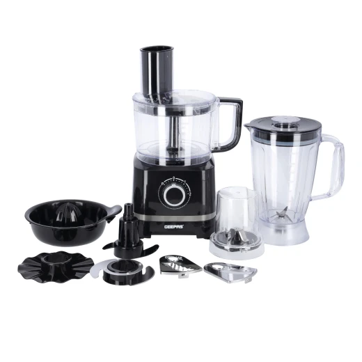 Geepas GSB5487 10-in-1 Food Processor – 800W Powerful Motor, Stainless Steel Blades, Multiple Attachments for Blending, Slicing, Chopping, Juicing & More, 2-Speed Control with Pulse, Black Geepas GSB5487 10-in-1 Food Processor – 800W Powerful Motor, Stainless Steel Blades, Multiple Attachments for Blending, Slicing, Chopping, Juicing & More, 2-Speed Control with Pulse, Black