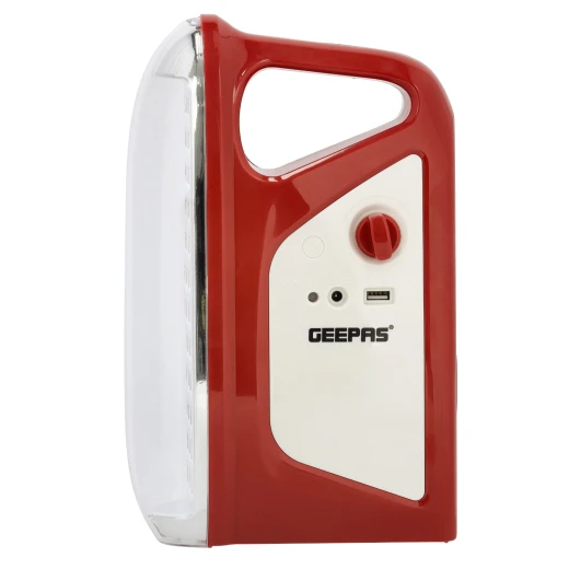 Geepas GEFL4664N 2-in-1 Rechargeable Lantern and Torch – 36 SMD LED Lantern, 3W Hi-Power Torch, Solar & USB Charging, Energy Efficient, Red & White - GEEPAS - Image 6
