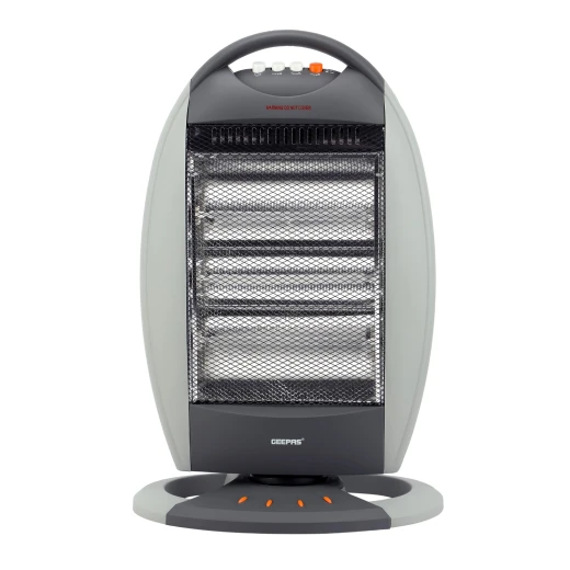 Geepas GHH9107 Halogen Heater – 1200W / 800W / 400W Power Settings, Safety Tip-Over Switch, Auto-Rolling Function, Grey Geepas GHH9107 Halogen Heater – 1200W / 800W / 400W Power Settings, Safety Tip-Over Switch, Auto-Rolling Function, Grey