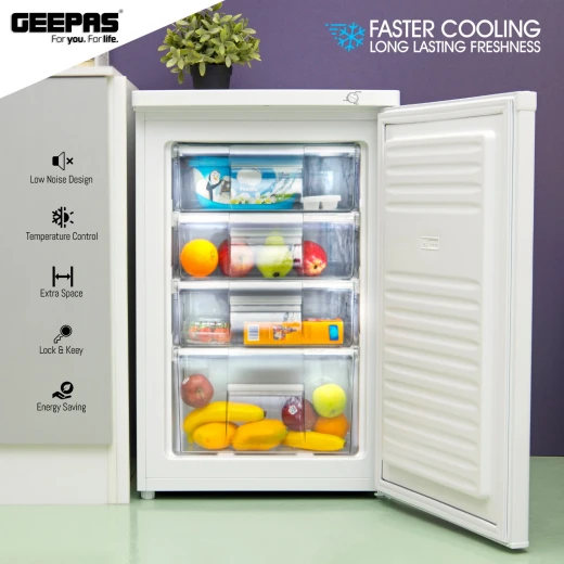 Geepas GRFU1206 120L Upright Freezer with 4 Crystal Drawers - GEEPAS - Image 4