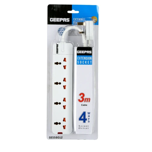 Geepas 4-Way Extension Socket with LED Indicators – GES58012 Geepas 4-Way Extension Socket with LED Indicators – GES58012