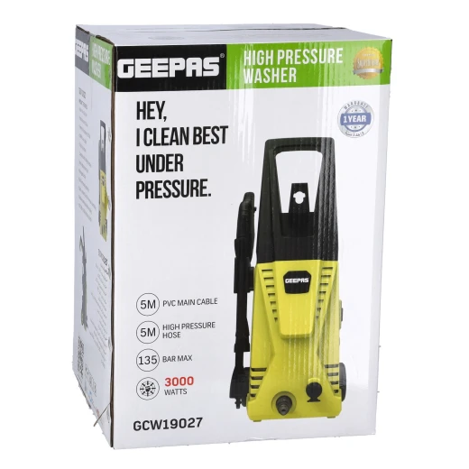 Geepas High Pressure Washer – 3000W, 135 Bar Powerful Electric Water Jet for Car, Home, and Garden Cleaning (GCW19027) - GEEPAS - Image 9