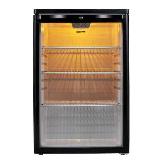 Geepas GSC1601BE 165L Showcase Chiller – CFC-Free R600a, Adjustable Thermostat, Lock & Key, Low Noise, Outside Condenser, Efficient Compressor, Glass Door, Black - GEEPAS - Image 3
