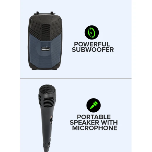 Geepas Portable Bluetooth Speaker GMS11156 – with Microphone, LED Light & USB/TF/FM/AUX Support - GEEPAS - Image 3