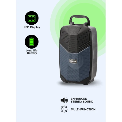 Geepas Portable Bluetooth Speaker GMS11156 – with Microphone, LED Light & USB/TF/FM/AUX Support - GEEPAS - Image 4