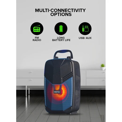 Geepas Portable Bluetooth Speaker GMS11156 – with Microphone, LED Light & USB/TF/FM/AUX Support - GEEPAS - Image 5
