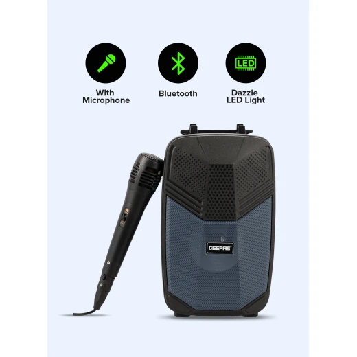 Geepas Portable Bluetooth Speaker GMS11156 – with Microphone, LED Light & USB/TF/FM/AUX Support - GEEPAS - Image 6