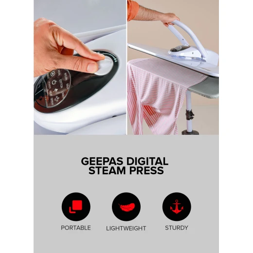 Geepas GSP25036 34-Inch Digital Steam Press with Stand – 2200 W, 500 ml Tank - GEEPAS - Image 3