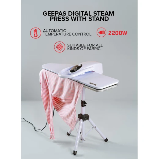 Geepas GSP25036 34-Inch Digital Steam Press with Stand – 2200 W, 500 ml Tank - GEEPAS - Image 7
