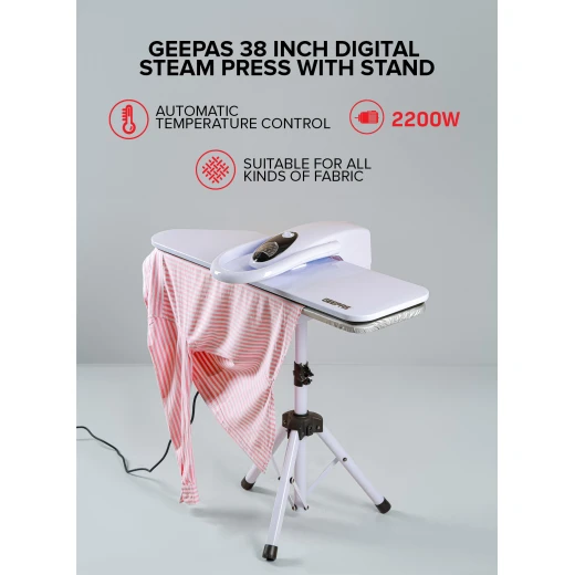 Geepas GSP25037 38-Inch Digital Steam Press with Stand – 2200 W, 500 ml Tank - GEEPAS - Image 5