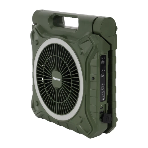 Geepas 8" Rechargeable Solar Fan with Remote Control, Smart Panel & LED Light – 3 Speed Modes, 20 Hours Working Time – GF21233 – Green - GEEPAS - Image 2