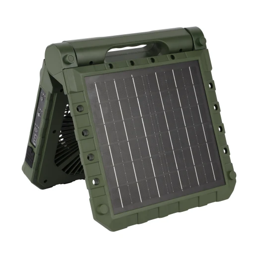 Geepas 8" Rechargeable Solar Fan with Remote Control, Smart Panel & LED Light – 3 Speed Modes, 20 Hours Working Time – GF21233 – Green - GEEPAS - Image 5