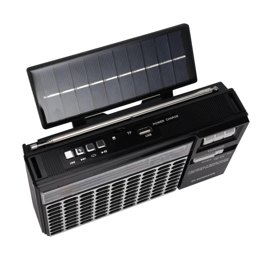 Olsenmark Portable Rechargeable 3-Band Retro Radio with Bluetooth, USB, TF, MP3 Player, Microphone, Karaoke & Solar Charging – OMR1276 – Black - olsenmark - Image 2
