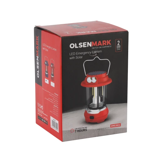 Olsenmark LED Emergency Lantern with Solar – OME2824, Energy Efficient, Super Bright, 7 Hours Runtime, Portable, Compact, Blue, 2 Years Warranty - olsenmark - Image 2