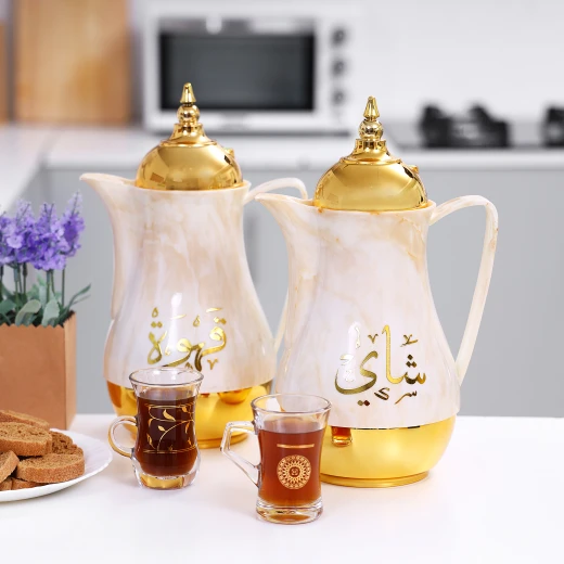 طقم دلة قهوة و شاي رويال فورد رخامي مزدوج الجدار حافظ حراري تسريب محمي سعة 1 لتر - رويال فورد - Image 2