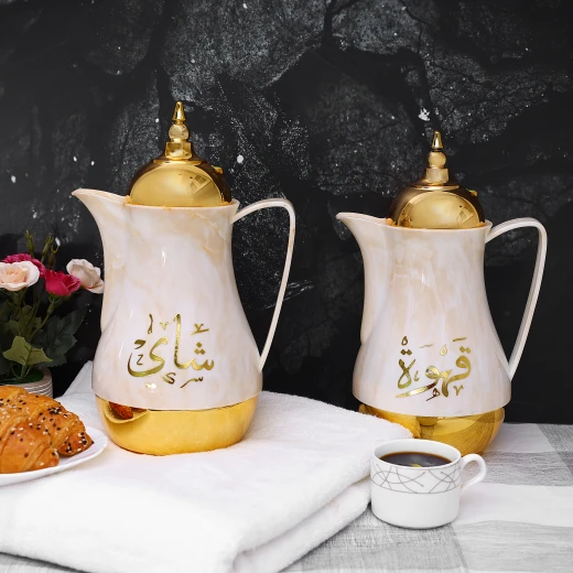 طقم دلة قهوة و شاي رويال فورد رخامي مزدوج الجدار حافظ حراري تسريب محمي سعة 1 لتر - رويال فورد - Image 4