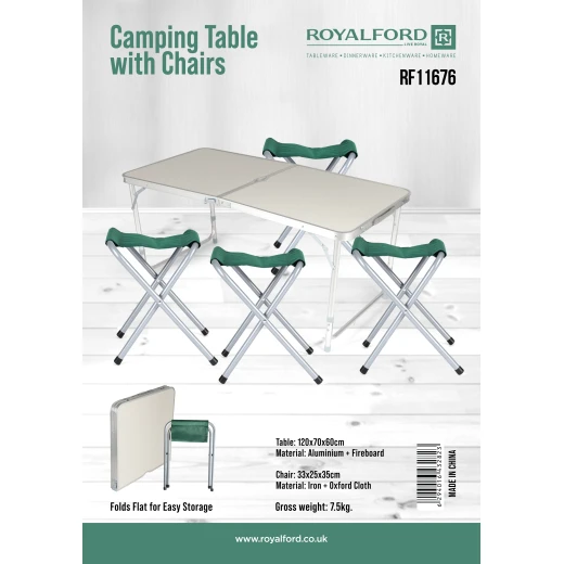 Royalford Camping Table and Chairs RF11676 – Foldable, Lightweight, and Portable 4-Seater Set for Outdoor & Indoor Use - Royalford - Image 8