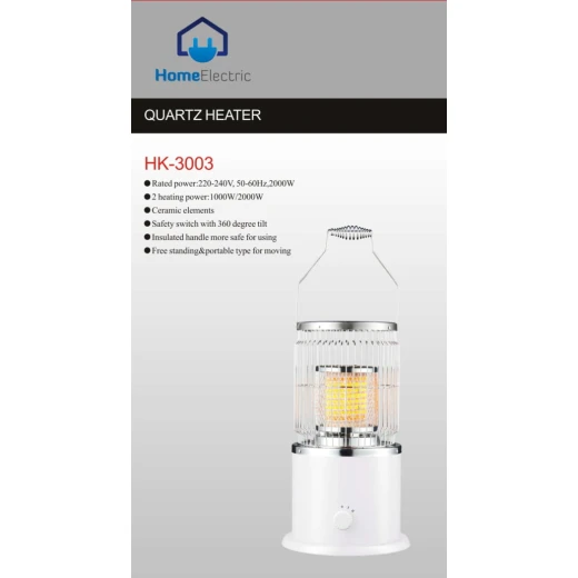 Home Electric HK-3003 2000W Ceramic Tube Electric Heater – Compact 360° Design - Home electric - Image 2
