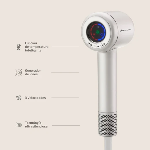 Ufesa Pro Ionic-Tech Hair Dryer – 1600W Digital Ionic Dryer with 3 Speeds, Smart Sensor, Magnetic Attachments - Ufesa - Image 5