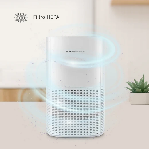 جهاز تنقية الهواء Ufesa Comfort 1300 مزود بفلتر HEPA - معدل تدفق هواء نظيف 130 متر مكعب/ساعة، تشغيل هادئ، مستويات سرعة متعددة، مثالي للغرف التي تصل مساحتها إلى 55 متر مربع - يوفيسا - Image 4