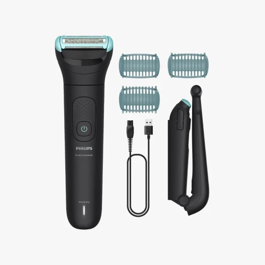 ماكينة حلاقة الجسم الفئة 5000 من فيليبس مع ملحق للظهر وحماية ثلاثية مقاومة للماء ماكينة حلاقة الجسم الفئة 5000 من فيليبس مع ملحق للظهر وحماية ثلاثية مقاومة للماء