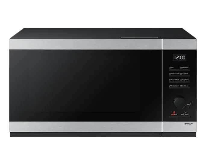 Samsung 40L Grill Microwave Oven in Silver: Enjoy Efficient Cooking with Versatile Features and Home Dessert Baking. Experience quick and easy meal preparation with this stylish and functional appliance. - Samsung