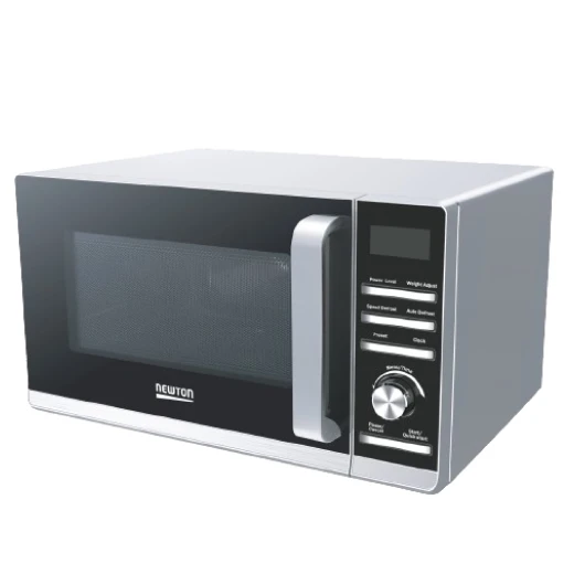 Newton 900W Silver Microwave Oven with 36L Capacity and Digital Control Panel - A Powerful Kitchen Appliance for Efficient Cooking and Heating. Features include multiple power levels, timer settings, and a sleek design, perfect for any modern kitchen. This microwave offers convenience and performance. Newton 900W Silver Microwave Oven with 36L Capacity and Digital Control Panel - A Powerful Kitchen Appliance for Efficient Cooking and Heating. Features include multiple power levels, timer settings, and a sleek design, perfect for any modern kitchen. This microwave offers convenience and performance.
