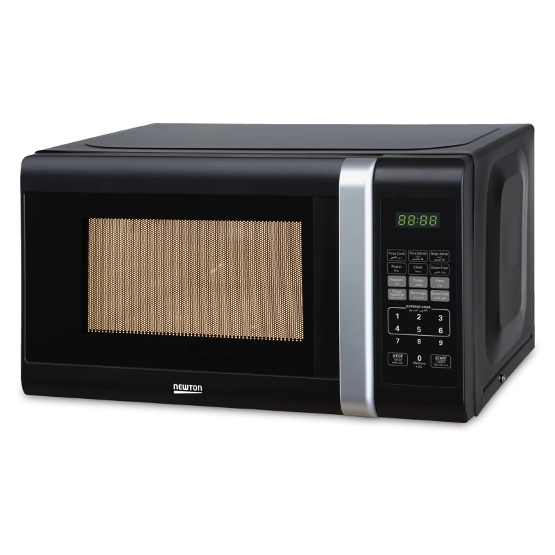 Newton Microwave 30L Black: Experience Efficient Cooking and Defrosting with this Modern Kitchen Appliance. Features a Digital Control Panel for Easy Operation and Precise Settings, Ideal for Quick Meals. - Newton