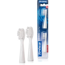 RISA Sonic Replacement Fine Tip Toothbrush Heads Compatible with TRISA Sonic Sensitive Toothbrush Soft Bristles, Bioplastic Head, Eco-Friendly Swiss Design