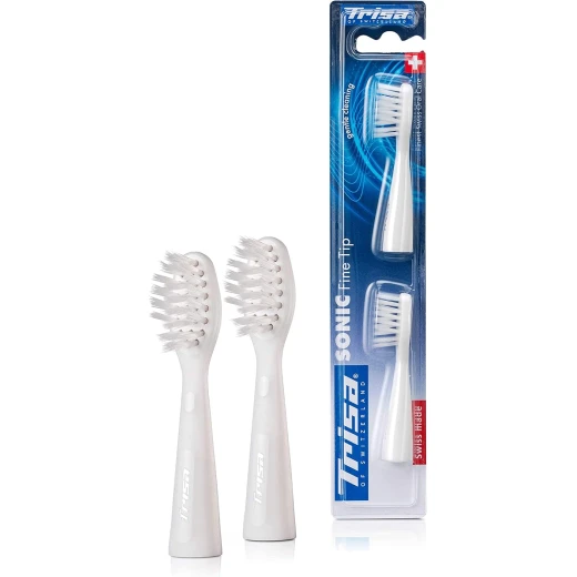 RISA Sonic Replacement Fine Tip Toothbrush Heads Compatible with TRISA Sonic Sensitive Toothbrush Soft Bristles, Bioplastic Head, Eco-Friendly Swiss Design RISA Sonic Replacement Fine Tip Toothbrush Heads Compatible with TRISA Sonic Sensitive Toothbrush Soft Bristles, Bioplastic Head, Eco-Friendly Swiss Design