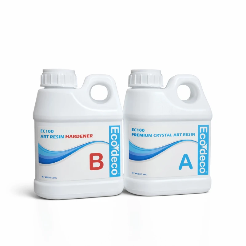 Ecodeco Premium Crystal Resin is a high-hardness, glossy, transparent resin that is resistant to yellowing. It weighs 1 kg (670 g resin with 335 g hardener) - ideal for casting and shaping decorative art pieces and furniture, and provides a superior layer of protection and insulation for artworks. - Ecodeco