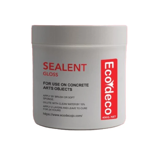Ecodeco Gloss sealent 450 grams. Clear Waterproofing Coating, Sealant, Polisher & Protector for Concrete and Plaster Artwork, Glossy Protective Coating Easy to Apply with Brush or Soft Sponge