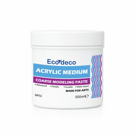 Ecodeco Sandy Modeling and Texture Paste, white color, ready to use for arts and decoration, to create textures, drawings, and 3D murals on fabric, walls, wood, glass, and mirrors. 500ml container, can be tinted as desired with acrylic paints.