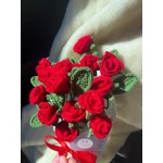 Red Roses Bouquet, 15 Mini Red Roses, Handmade Floral Bouquet, Elegant Romantic Flower Arrangement, Premium Decorative Piece, Perfect Gift for Birthdays, Anniversaries, Valentine's Day, Celebrations, Home and Office Décor - Warmy Look