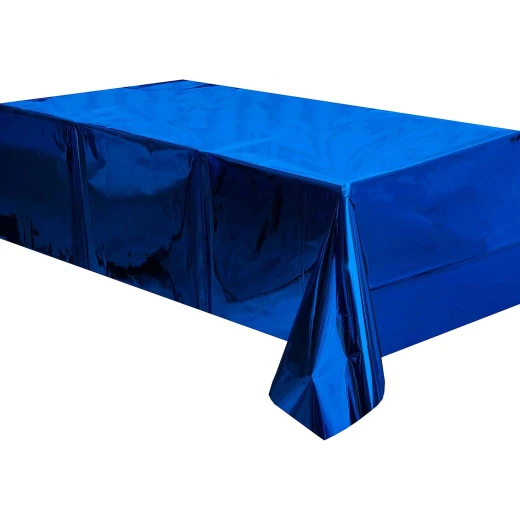 Table Foil Rectangle Cover For Parties, Blue Color - Image 2