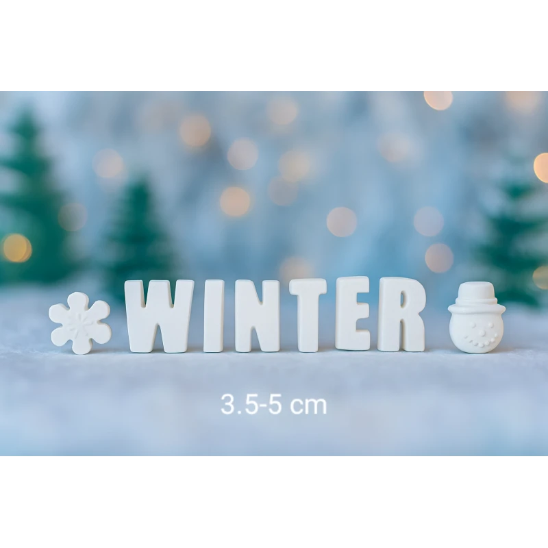 Winter upper case with snowflake and Snowman Head - sensoria