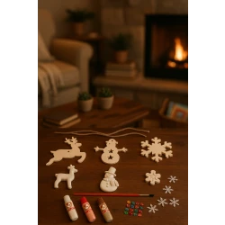 DIY winter pendants 3 wood pendants for decoration, 3 gypsum models for coloring 