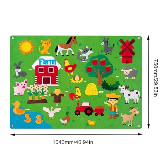 Sensoria, felt soft mat (can be hanged) interactive Montessori inspired mat, Farm Animals theme  - sensoria - Image 2