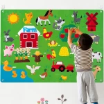 Sensoria, felt soft mat (can be hanged) interactive Montessori inspired mat, Farm Animals theme  - sensoria
