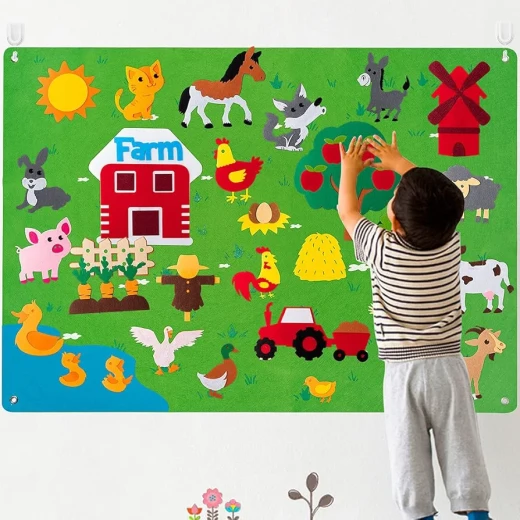 Sensoria, felt soft mat (can be hanged) interactive Montessori inspired mat, Farm Animals theme Sensoria, felt soft mat (can be hanged) interactive Montessori inspired mat, Farm Animals theme