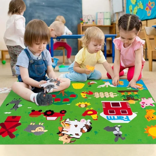 Sensoria, felt soft mat (can be hanged) interactive Montessori inspired mat, Farm Animals theme  - sensoria - Image 3