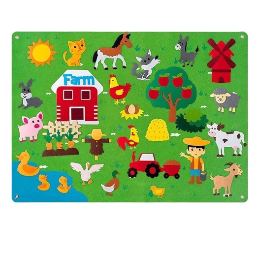 Sensoria, felt soft mat (can be hanged) interactive Montessori inspired mat, Farm Animals theme  - sensoria - Image 9