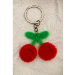 Sensoria Handmade Cherry Keychain - Cute & Colorful Accessory, Soft Plush, Unique Gift for Bags or Keys, 3-4 cm